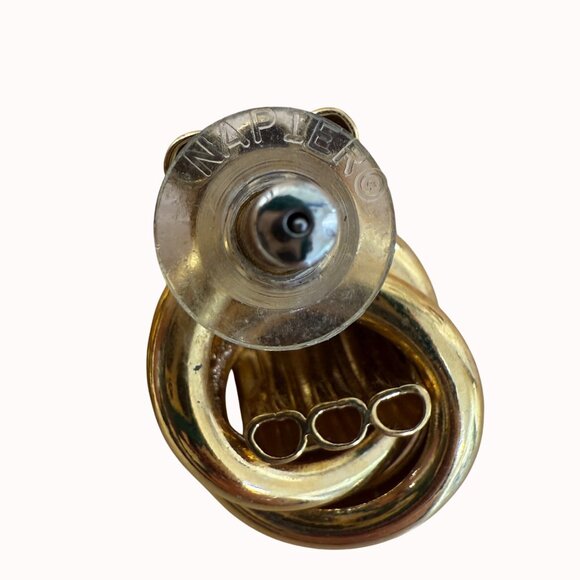 Napier Vintage Gold-Tone Knot Design Pierced Earrings Retro Jewelry 1.5" Length - Picture 2 of 7